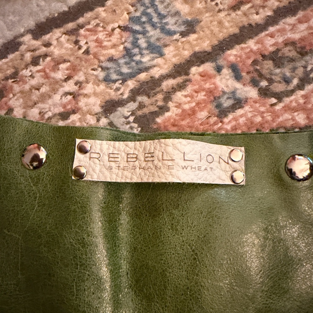 Green Leather Studded Women's Bag by Rebellion - Picture 2 of 4